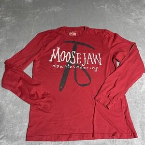 Moosejaw Mountaineering Shirt Adult Medium Red Graphic‎ Long Sleeve T Shirt